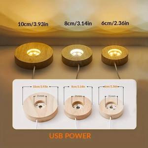 Crystal ball with lamp base round crystal aromatherapy stone luminous wooden lamp holder solid <b>wood</b> luminous night light base - Product Image 3