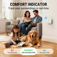 Termómetro Higrómetro Inalámbrico para Interiores y Exteriores ThermoPro TP220B, Monitor de Temperatura y Humedad con Alcance de 500 pies y 3 Sensores Remotos