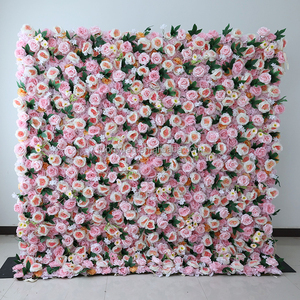 E 8ft x 8ft đám cưới trở lại thả trang trí nội thất màu hồng hoa tường bảng điều khiển 3D cuộn lên nhân tạo lụa tăng Hoa Tường <span class=keywords><strong>Backdrop</strong></span> cho sự kiện bên - Product Image 2