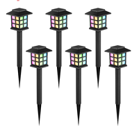 Lampe solaire à brancher au sol, à changement de couleur, panneau en silicium polycristallin, boîtier en PP, lampe de jardin extérieure pour pelouse et aménagement paysager, lot de 6