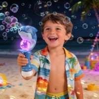 Pistolet à bulles lumineux en forme de requin de 9 pouces pour l'extérieur, avec projection de lumière, pistolet à bulles de savon pour jouer en intérieur, machine à bulles pour enfants