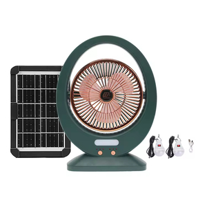 พัดลมโซลาร์แบบพกพาจากโรงงานเจ้อเจียง ประเทศจีน วัสดุ PP ขนาด 8 นิ้ว กำลังไฟ 15 วัตต์ 3 สี พร้อมแผงโซลาร์เซลล์และหลอดไฟ 3 ดวง - Product Image 3
