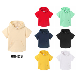 เสื้อยืดมีฮู้ดแขนสั้นสำหรับเด็กเสื้อยืดผ้าฝ้าย100% ธรรมดาพิมพ์โลโก้ได้ตามต้องการ - Product Image 2