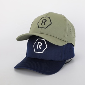 OEM bán buôn Tùy chỉnh cao su dập nổi logo 6 Bảng điều chỉnh gorras <span class=keywords><strong>polyester</strong></span> không thấm nước mũ thể thao chất lượng cao laser cắt lỗ Mũ bóng chày - Product Image 1