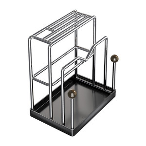 Support à couteaux vintage en acier inoxydable, support pour planche à découper de comptoir, organisateur de rangement de cuisine multifonctionnel - Product Image 5