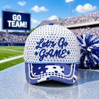 Casquette de baseball sportive personnalisée à 5 panneaux brodée en 3D, avec visière imprimée à pois et bicolore, idéale pour les événements et les fêtes