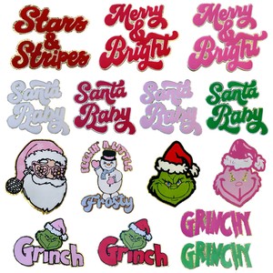 Wholesale Custom Eco-Friendly High Quality Christmas Iron-On Chenille Embroidered Patches with Sequins for <strong>Grinch</strong> <strong>Clothing</strong> - Product Image 6