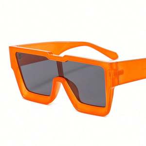 Gafas de Sol Retro de Moda para Hombre y Mujer, Lentes de Una Pieza Extra Grandes, UV400, Naranja Azul, Montura Cuadrada Grande, 2021 - Product Image 1
