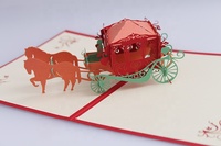 Cartes Pop-UP 3D voiture chariot cartes d'invitation de mariage saint-valentin anniversaire carte cadeaux carte postale