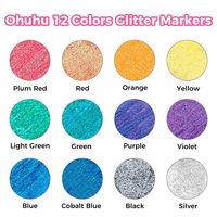 12 couleurs de marqueurs scintillants, surligneurs métalliques brillants, pointe fine, encre à base d'eau pour DIY, cartes de vœux, anniversaires