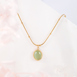 HOVANCI <span class=keywords><strong>Collana</strong></span> con <span class=keywords><strong>Ciondolo</strong></span> in Acciaio Inossidabile Placcato Oro 18K per Donne, con Zaffiro Blu, <span class=keywords><strong>Acquamarina</strong></span> e Giada Naturale - Product Image 5