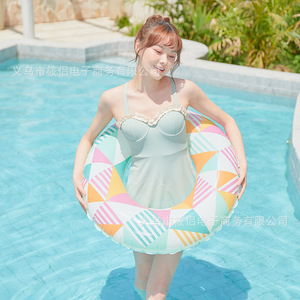 Bouée de natation Xiaolu à carreaux colorés, extra large et épaisse, gonflable sous les aisselles pour adultes, pour piscine et parc aquatique - Product Image 3