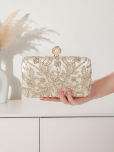 Bolso de Mano Bell 2025, Nuevo Diseño Floral con Perlas Bordadas, para Eventos Nocturnos y Bodas, con Lentejuelas y Satén, de Alta Calidad - Product Image 2