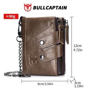 BULLCAPTAIN Genuine Leather Short <b>Wallet</b> <b>Men</b> Real Leather Gentle Anti <b>Rfid</b> Blocking Pure Leather Bifold <b>Wallet</b> <b>for</b> Man - Product Image 4