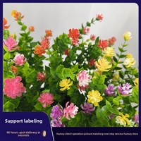 Fleurs artificielles de simulation Petite Marguerite pour décoration extérieure de patio et de cour, Eucalyptus à 7 branches en tissu de soie