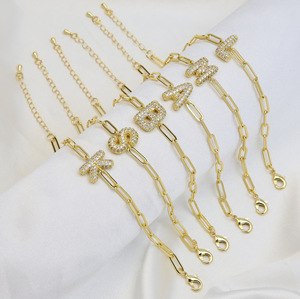 Pulsera <span class=keywords><strong>de</strong></span> Letras con Globos Personalizada, Chapada en Oro <span class=keywords><strong>de</strong></span> 18k, con Circonita, Cadena <span class=keywords><strong>de</strong></span> Clip, Joyería Ajustable para Mujeres y Niñas - Product Image 6