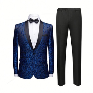 Costume de <span class=keywords><strong>smoking</strong></span> pour homme en deux pièces, veste à motif floral, <span class=keywords><strong>col</strong></span> châle paisley, veste de costume pour dîner, bal de promo, mariage - Product Image 6