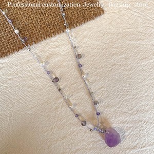 Collar de Cuentas de Amatista, Cristal Natural, Estilo Bohemia, Joyería para Uso Diario de Mujer - Product Image 2
