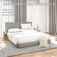 Parure de lit 5 pièces moderne en coton égyptien 100% (1000 fils) respirante et rafraîchissante, taille Split King, lavable en machine, douce et profonde