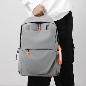 Men's <b>Backpack</b> <b>Large</b> Capacity 14 Inches Laptop Bag For Business Travel Youth Solid Color Gray - Product Image 3
