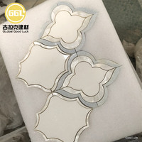 Jet d'eau blanc marbre incrustation Shell Parquet Caractéristique Mosaïque Tuile