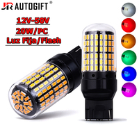 Ampoule de voiture Luz Fija Flash 12V-50V 1156 BAU15S 1157 T20 T25 7440 7443 3014 144SMD 1141 1034, clignotant, feu stop, rouge