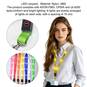 สายคล้องคอไนลอนแบบ LED พิมพ์โลโก้ตามสั่ง ขายส่งจำนวนมาก สำหรับแจกเป็นของที่ระลึกเพื่อการส่งเสริมการขาย สร้างแบรนด์องค์กร และใช้เป็นพวงกุญแจ - Product Image 4