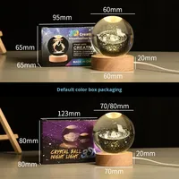 Lampe de chevet sphérique créative en cristal, veilleuse atmosphérique planète gravée, ornement de bureau, cadeau pour étudiant