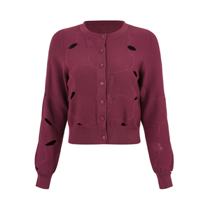 Suéter de Punto Personalizado para Mujer, MOQ Bajo, Manga Larga, Cuello Redondo, Color Sólido, Botones Decorativos, Cárdigan de Punto - Product Image 5