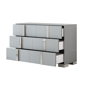 Elegant Modern Dresser with Metal Foot,Mirrored Storage Cabinet with <b>6</b> <b>Drawers</b> for Bedroom,Living Room - Product Image 3