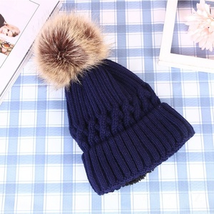 <span class=keywords><strong>Bonnet</strong></span> en tricot jacquard pour <span class=keywords><strong>femme</strong></span>, protection des oreilles, en coton et élasthanne, couleur unie, grand <span class=keywords><strong>pompon</strong></span>, chaud et tendance, automne-hiver, 48-50 cm - Product Image 6