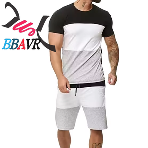 Summer Sport Men <b>T</b> Shirt <b>Track</b> Suit 2 Piece Running Shorts Striped <b>T</b>-shirts Quick Dry Short Tracksuit Set - Product Image 1