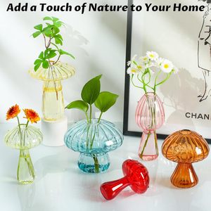 Lindo Florero de Vidrio con Forma de Hongo para una Sola Rosa, Florero de Vidrio para Centro de Mesa, Decoración para el Hogar, Bodas, Dormitorio, Sala de Estar - Product Image 4