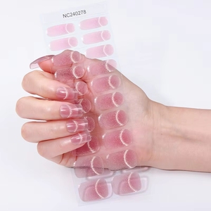 Autocollants pour ongles en gel semi-durcis, auto-adhésifs, style French Eye Smile, durcis aux UV, non toxiques, faux ongles - Product Image 4
