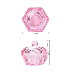 Offre Spéciale : Tasse de Lavage pour Pinceaux de Nail Art avec Couvercle Diamant Rose, Récipient en Verre Hexagonal en Acrylique pour Liquides de Nail Art - Product Image 4
