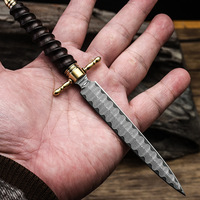 Couteau en acier Damas forgé à la main, épée d'extérieur, 19 cm, ensemble de couteaux en cuir, édition limitée, mini collection de dagues, accessoires d'armes
