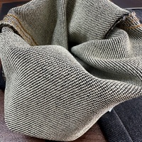 Tissu denim extensible en sergé 6 plis avec envers en tissu éponge, résistant à l'abrasion, Lizhi XH5039K-1A noir, pour jupes et sacs pour filles