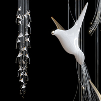 Lustres d'art de luxe en céramique, motif oiseau volant et colombe blanche, pour hall d'hôtel et escalier