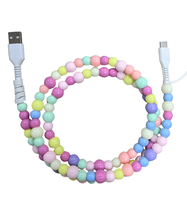 Câble de données USB-C vers USB-A fait main, coloré, avec perles, charge rapide, gaine en PVC durable, blindage tressé, 1 m, pour ordinateurs et téléphones mobiles
