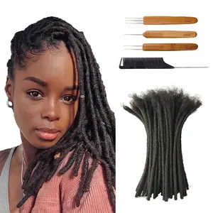 100% Real Human Hair Dreadlock Extensions for Women Men Kids 0.4cm Thickness 8 Inch 10 Locs Can be Dyed Curled brazilian human