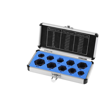 Kit de 10 extracteurs de vis et écrous noirs, outil hexagonal à douille pour écrous cassés, entraînement 3/8 po, jeu d'écrous à filetage métrique