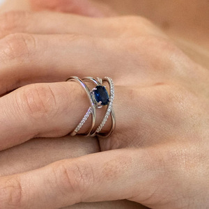 Anello Geometrico Ovale Multistrato Incrociato per Donne, Elegante Gioiello da Dito alla Moda - Product Image 5
