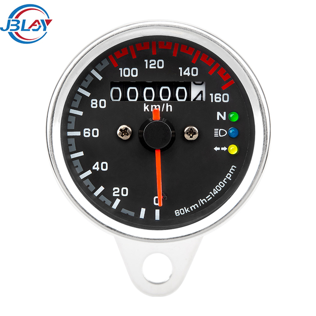 Universal Plating Color Retro Speedometer 3 Indicator Lights Odometer Gauge Miles Motorcycle Speed Meter