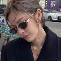 Vente en gros de lunettes de soleil tendance rétro unisexes personnalisées avec des verres HD, lunettes de soleil vintage à monture ovale en métal doré, lunettes de soleil de luxe