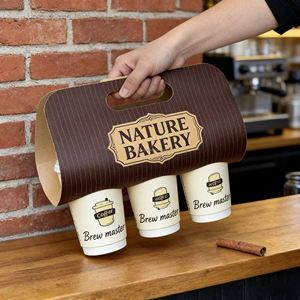 حامل أكواب ورقي مخصص بالجملة لحمل 2/4 أكواب قهوة أو مشروبات ساخنة - Product Image 3