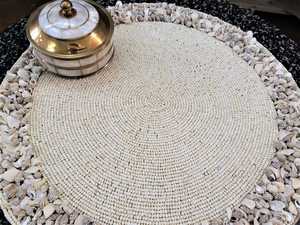 Top Quality Handmade Unique Design Sea Shell Round White <b>Beaded</b> <b>Placemat</b> at Low Budget Price - Product Image 3