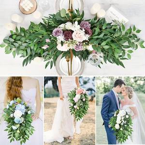 卸売ホット販売 長持ちする人工グリーンツリーブランチ 16フォーク フィカスリーフ 感謝祭 新年 モダンシルク - Product Image 6