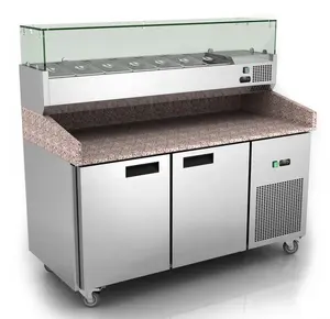 Çin soğutma ekipmanları salata barı serin bar/sandviç, salata hazırlık pizza sayacı buzdolabı/mermer pizza hazırlık masası