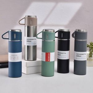 Ensemble cadeau de tasse thermique à double paroi de 500 ml, tasse à thé en acier inoxydable 304, bouteille d'eau de 16,9 oz, gourde isotherme portable avec 2 tasses supplémentaires - Product Image 2