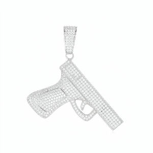 Pendentif élégant plaqué or et argenté avec breloque effet diamant pour collection de bijoux de mode hip-hop - Product Image 1